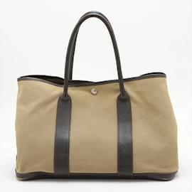 Hermès-Hermes T Engraved Garden PM Leather Shoulder Bag-Brown