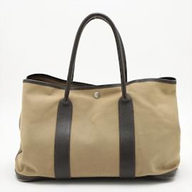 Hermès-Hermes T Engraved Garden PM Leather Shoulder Bag-Brown