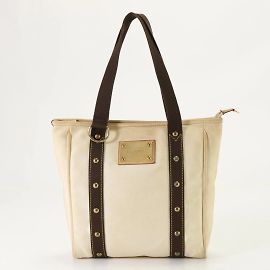 Borsa a Spalla Louis Vuitton Antigua Cabas MM Ecru Crudo