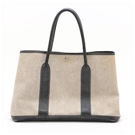 Hermès-Hermes Garden PM Leather Tote Bag-Black,Beige