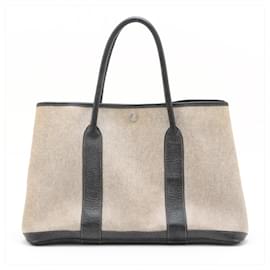 Hermès-Hermes Garden PM Leather Tote Bag-Black,Beige