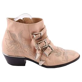 Chloé-Boots en cuir-Rose