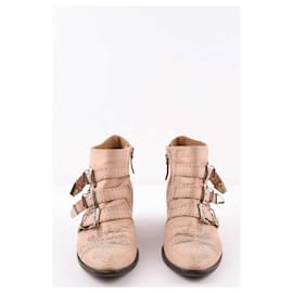 Chloé-Boots en cuir-Rose