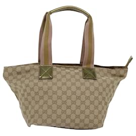 Gucci-GUCCI GG Canvas Sherry Line Tote Bag Beige Pink gold 131230 Auth ki4879-Pink,Beige,Golden