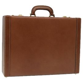 LOEWE Anagram Mallette en Cuir Marron Doré Auth 88655 Marron Doré