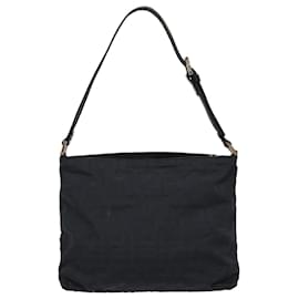 Fendi-FENDI Zucca Canvas Shoulder Bag Black Silver Auth ep5578-Black,Silvery