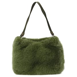 Prada-Prada Green Fur Handbag Tote-Green
