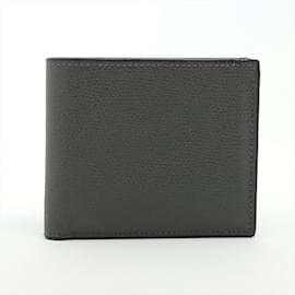 Valextra-Valextra Gray Leather Bi-fold Wallet-Brown