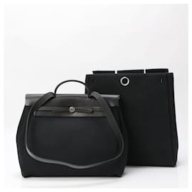 Hermès-Hermes Her Bag MM Leather Shoulder Bag-Black