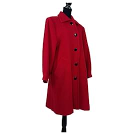 Manteau rouge magenta Yves Saint Laurent 1992, Manteau en laine vintage rouge pour femmes Rouge
