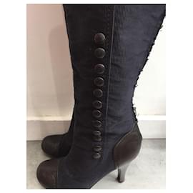 Lanvin-LANVIN Boots T.EU 38 Cloth-Blue