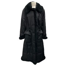 Akris Black Fenna Quilted Silk Taffeta Long Coat Black
