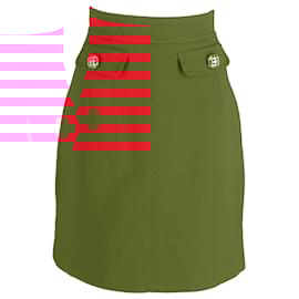 Dolce & Gabbana-Dolce & Gabbana Button Detail Skirt in Red Wool-Red
