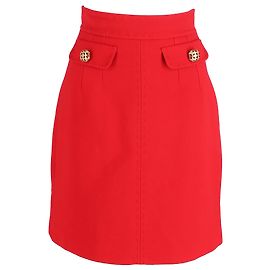 Rote Wollrock mit Knopfdetails von Dolce & Gabbana Rot