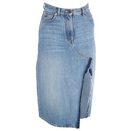 Valentino Garavani Valentino Side Slit Denim Skirt in Blue Cotton Denim Blue Light blue
