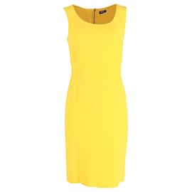 Dolce & Gabbana-Dolce & Gabbana Sleeveless Stretch Cady Tubino Dress In Yellow Rayon-Yellow