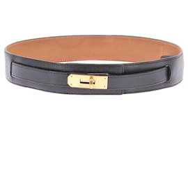 Hermès-Hermès belts T.cm 75 Leather-Navy blue