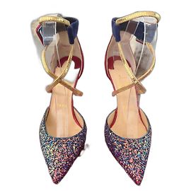 Christian Louboutin Heels Deerskin Gold Sequins Size 38 Multiple colors