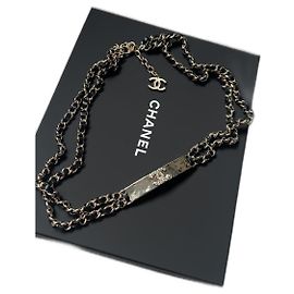 Chanel gesteppter Ledergürtel schwarz gold Schwarz Golden