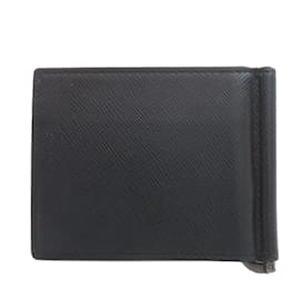 Prada-Prada Saffiano Money Clip Bi-fold Wallet-Black