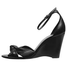 Saint Laurent-Black twist-knot wedge sandals - size EU 38.5-Black