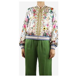 Camilla Jaqueta floral de seda multicolorida com joias - tamanho M Multicor