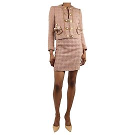 Moschino Set giacca bouclé rosa e gonna mini - taglia UK 8 Rosa