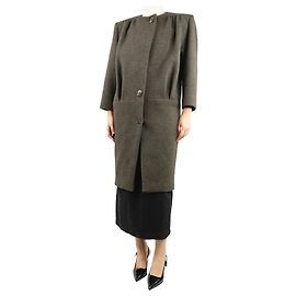 Miu Miu Brauner Wollmischung-Button-Mantel - Größe UK 8 Braun