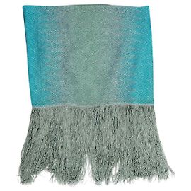 Missoni Cachecol com franjas azuis Azul
