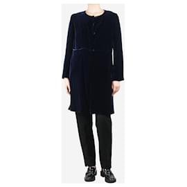 Autre Marque-Blue velvet pocket silk coat - size UK 10-Blue