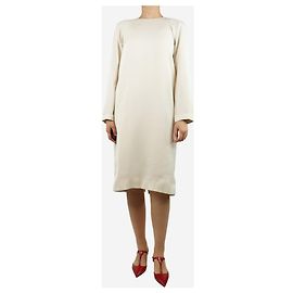 Totême Cremfarbendes Midi-Kleid mit schlaffen Schultern - Größe UK 8 Roh