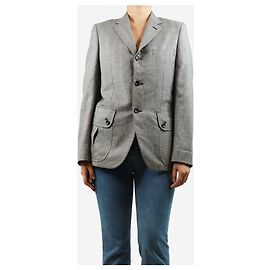 Comme Des Garcons Grau karierter Wollmischblazer - Größe S Grau