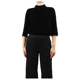 Claudie Pierlot Schwarzes Samtoberteil mit hohem Kragen - Größe UK 8 Schwarz