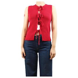 JW Anderson Rotes geripptes Strick-Top mit Knoten - Größe UK 10 Rot