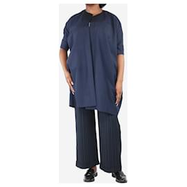 Autre Marque-Navy blue silk-blend coat - size UK 10-Blue