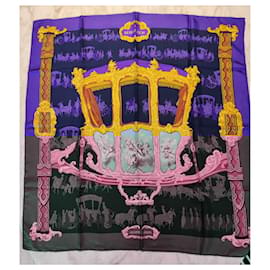 Hermès-Hermès Scarf/Square 90 titled "The Golden Sedan" --Purple