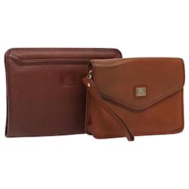 Autre Marque-Burberrys Clutch Bag Leather 2Set Brown Auth ti1987-Brown