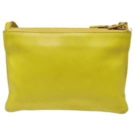 Céline-CELINE Trio Large Shoulder Bag Leather Yellow Gold Auth 88116-Golden,Yellow