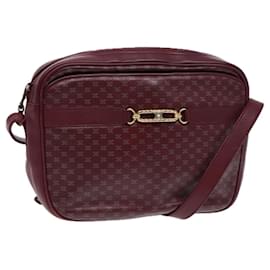 Céline-CELINE Macadam Canvas Shoulder Bag Red Gold Auth bs17472-Red,Golden