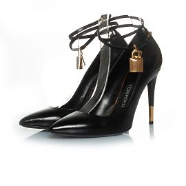 Tom Ford, Padlock leather pumps in black Black Golden