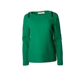 Marni, top in lana verde con cerniere Verde
