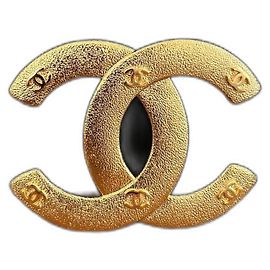 Chanel CC Brosche goldfarben Metall Golden