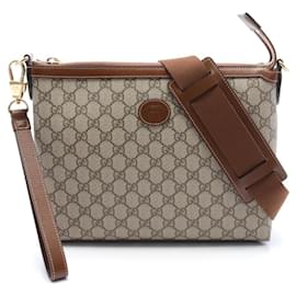 Gucci-Gucci Interlocking G GG Supreme Messenger Bag-Brown,Beige