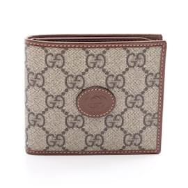 Gucci-Gucci GG Supreme Bi-fold Wallet-Brown,Black