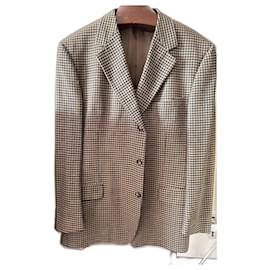 Gucci-Monogrammed linen-blend suit jacket-Brown,Camel