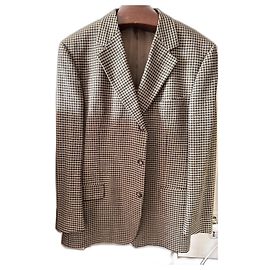 Gucci Blazer de linho misto com monograma Marrom Camelo