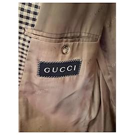 Gucci-Monogrammed linen-blend suit jacket-Brown,Camel
