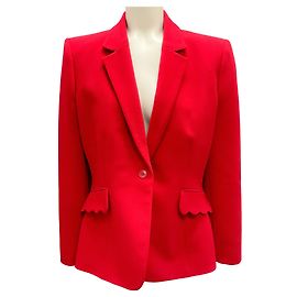 Altuzarra Ruby Scalloped Pocket Crepe Blazer Red