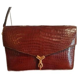 Hermès Cordelière Bolsa de mão em couro de crocodilo borgonha Bordeaux