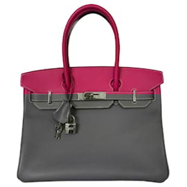 Hermès-Hermes Birkin 30 Pink-Pink,Red